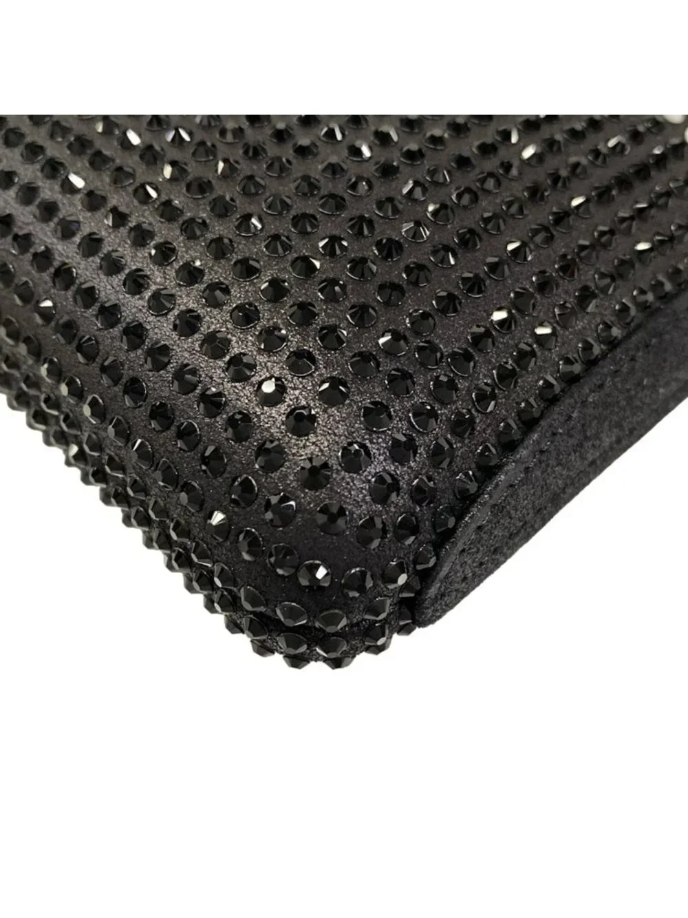 Chanel Shoulder Bag Black White Chain Silver Kiss Lock Strass CC Minadiere